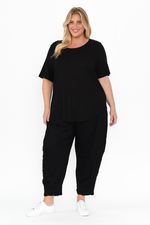 Ariana Black Cotton Tee,Blonde model,alt text|model:Caitlin image 11