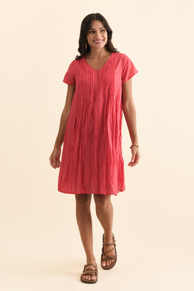 Sabina Cherry Crinkle Cotton Dress,Brunette model,alt text|model:Brontie image 3