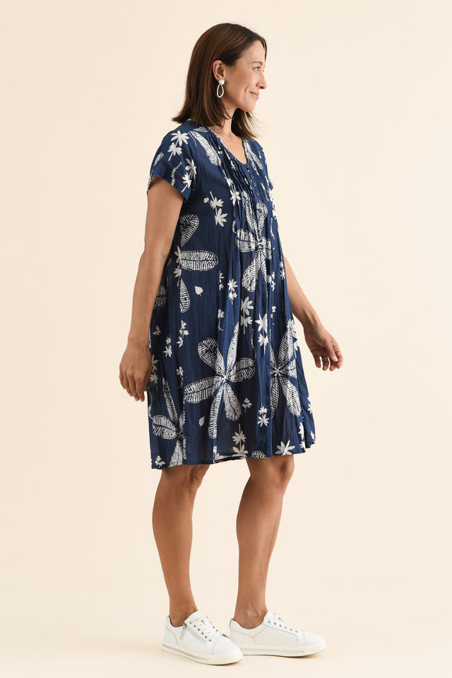 Sabina Navy Flower Crinkle Cotton Dress image 3