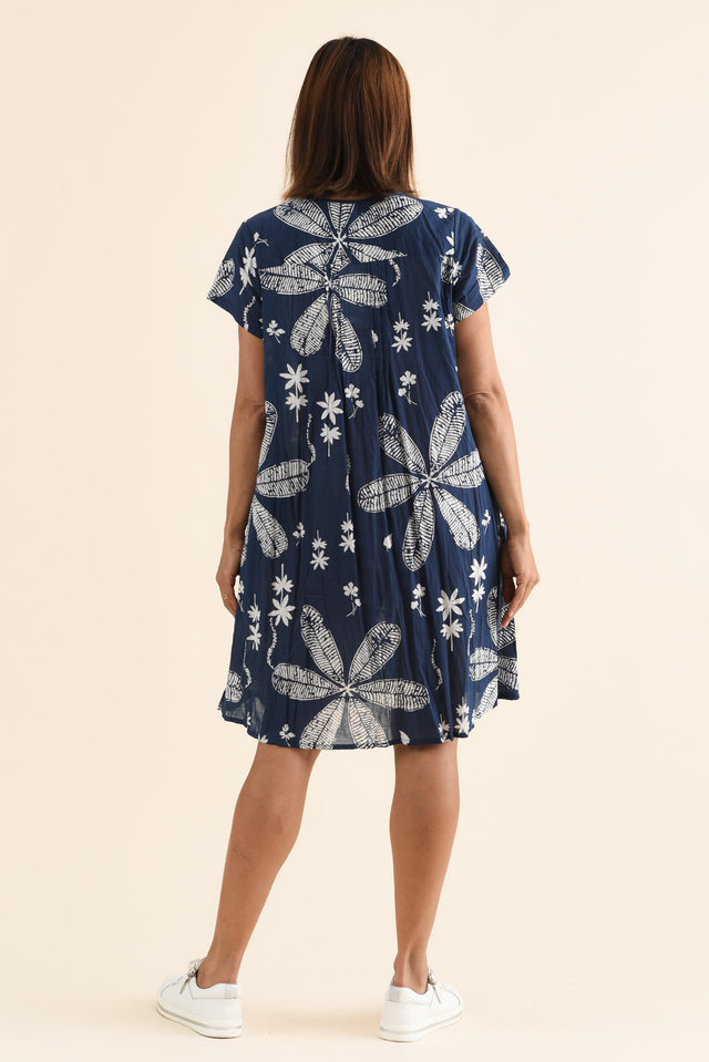 Sabina Navy Flower Crinkle Cotton Dress image 4