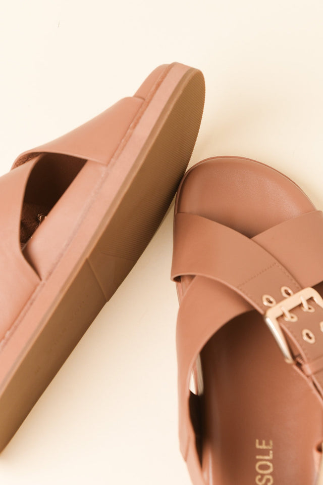 Sacha Tan Leather Buckle Sandal image 3