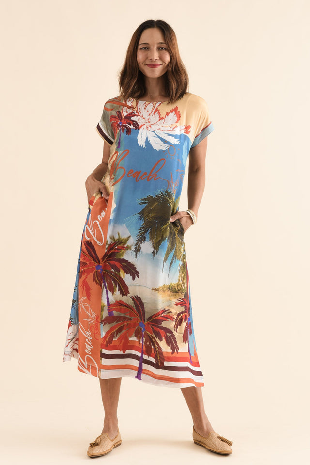 Salena Red Beach Maxi Dress,Full Body,Brunette model,alt text|model:Cara