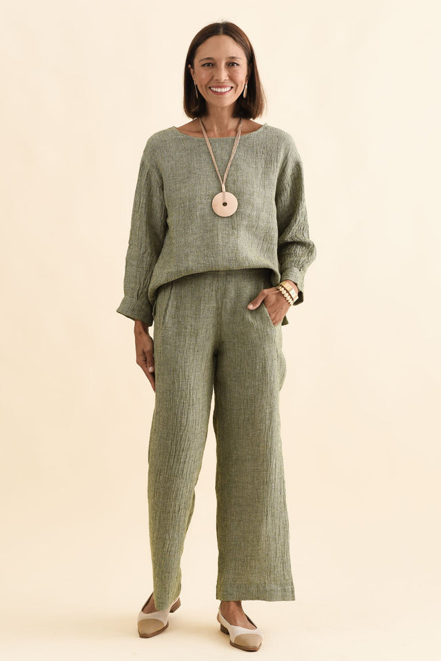 Xandra Sage Linen Pocket Pants,Brunette model,alt text|model:Cara image 7