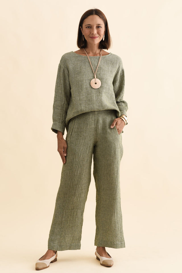 Xandra Sage Linen Pocket Pants,Brunette model,alt text|model:Cara image 3