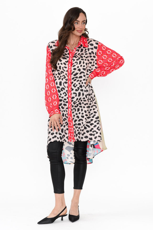 Samantha Pink Leopard Tunic,Brunette model,alt text|model:Elouise image 7