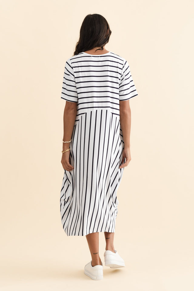 Samiya White Stripe Bamboo Dress,Brunette model,alt text|model:Brontie image 5