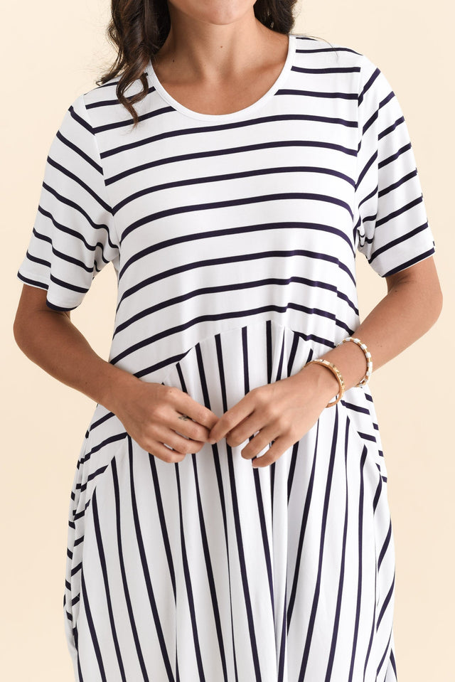 Samiya White Stripe Bamboo Dress,Brunette model,alt text|model:Brontie image 6