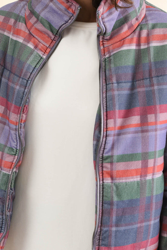 Samwise Blue Check Corduroy Jacket,Detail,Brunette model,alt text|model:Cara image 6