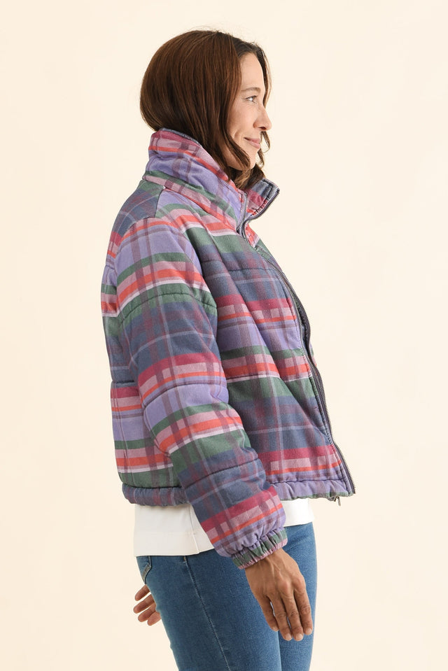 Samwise Blue Check Corduroy Jacket,Side,Brunette model,alt text|model:Cara image 4