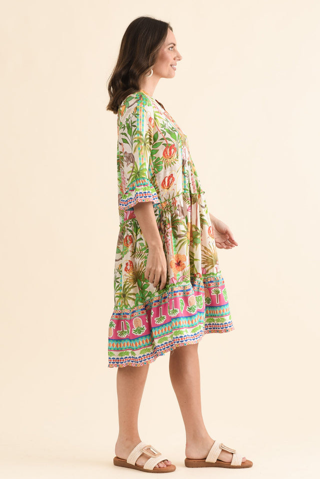 Sandy Green Palm Pocket Dress,Side,Brunette model,alt text|model:MJ image 3