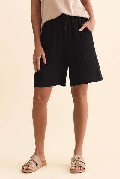 Santi Black Drawstring Shorts
