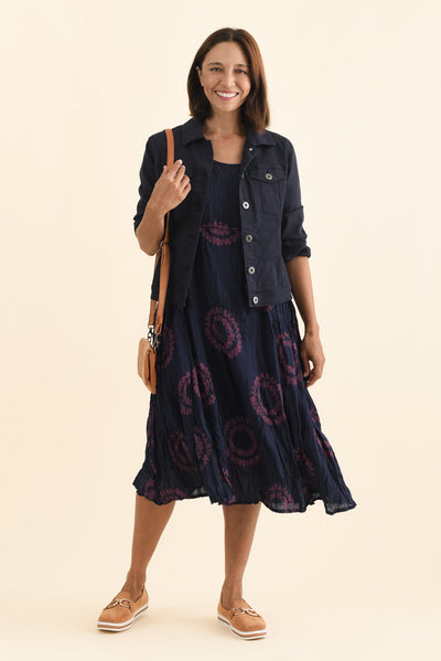 Sapporo Pink Circle Cotton Blend Crescent Dress