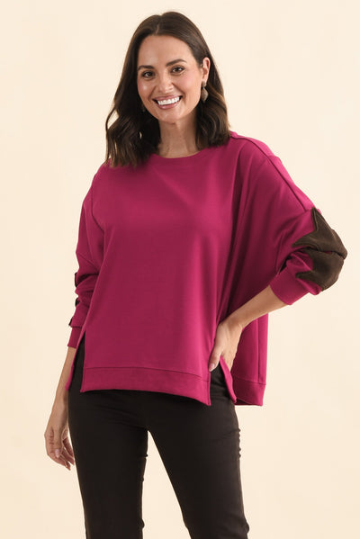Saskia Hot Pink Cotton Blend Sweatshirt