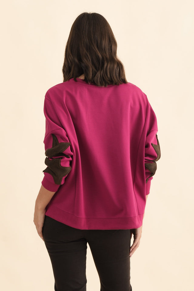 Saskia Hot Pink Cotton Blend Sweatshirt,Brunette model,alt text|model:MJ image 5
