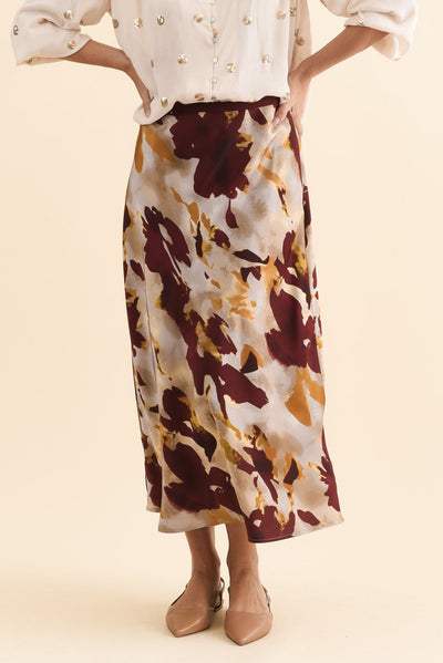 Scout Burgundy Abstract Maxi Skirt