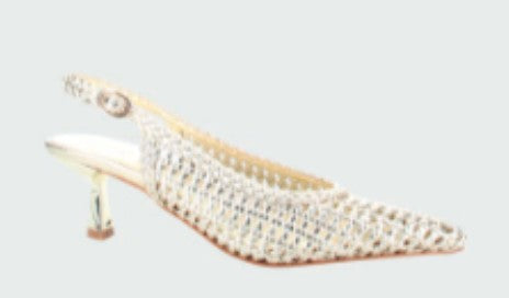 Koscuszkio Gold Leather Woven Heel,REF image 5