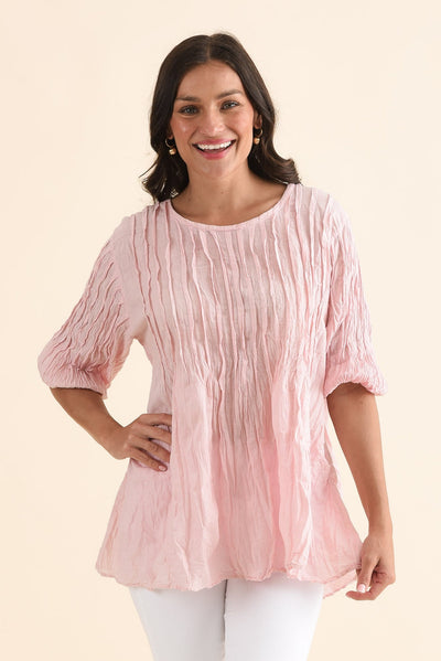 Selma Pink Crinkle Cotton Top