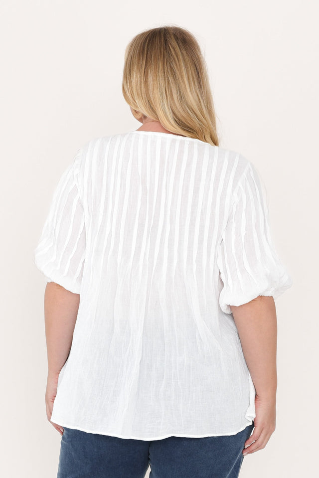 Selma White Crinkle Cotton Top,Blonde model,alt text|model:Caitlin image 11