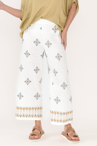 Sew Cream Geo Embroidered Pants