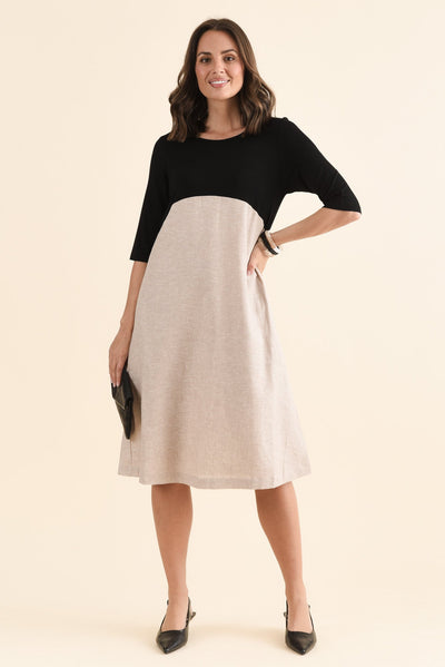 Sharnie Black Linen Blend Tee Dress