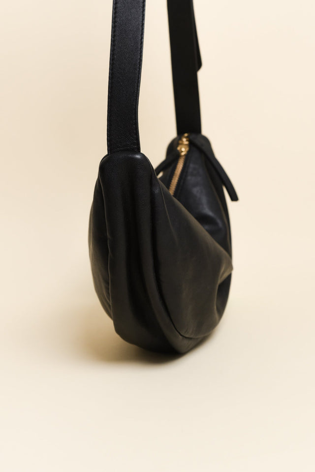 Shasta Black Leather Sling Bag