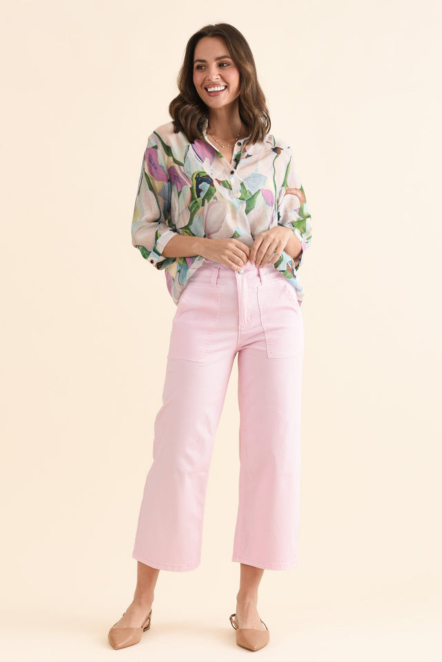 Sheridan Pink Cropped Jeans,Full Body,Brunette model,alt text|model:MJ image 6