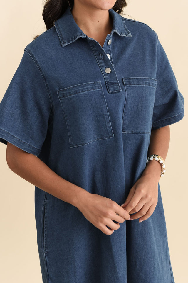 Shift Blue Denim Shirt Dress,Brunette model,alt text|model:Brontie image 6