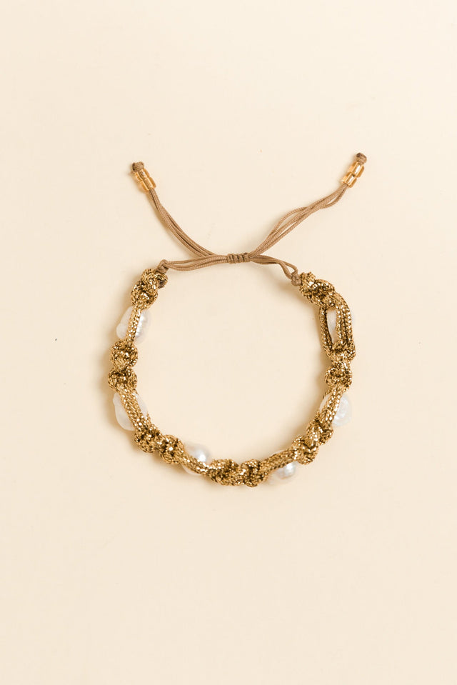 Shiloh Gold Pearl Woven Bracelet