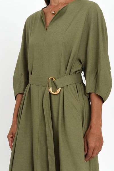 Carré Noir Khaki Linen Dress 7832 main image 0