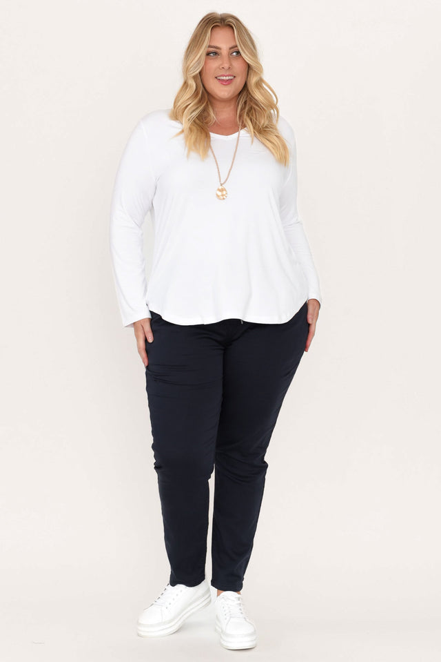 Sia White Bamboo V Neck Top,Blonde model,alt text|model:Caitlin image 8