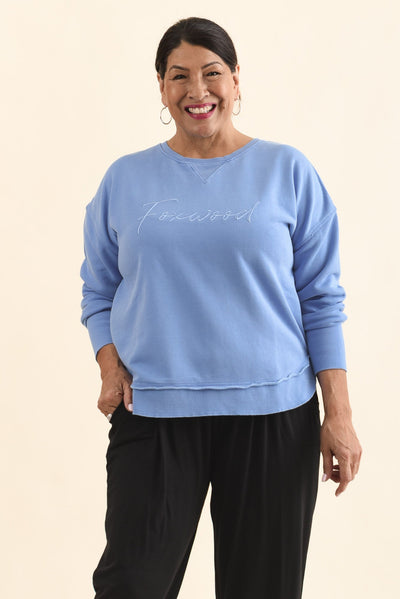 Signature Blue Cotton Crewneck Sweatshirt