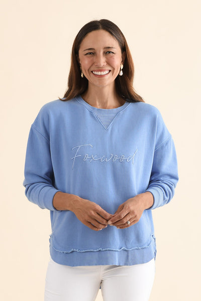 Signature Blue Cotton Crewneck Sweatshirt