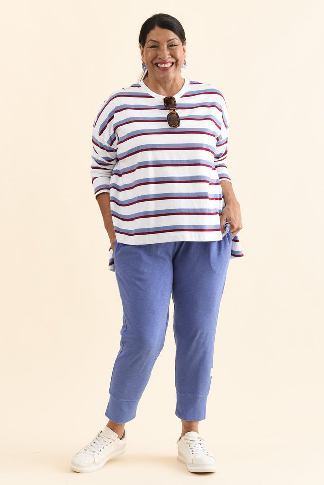 Fundamental Brunch Blue Cotton Sweatpants,Full Body,Brunette model,alt text|model:Pilita image 9