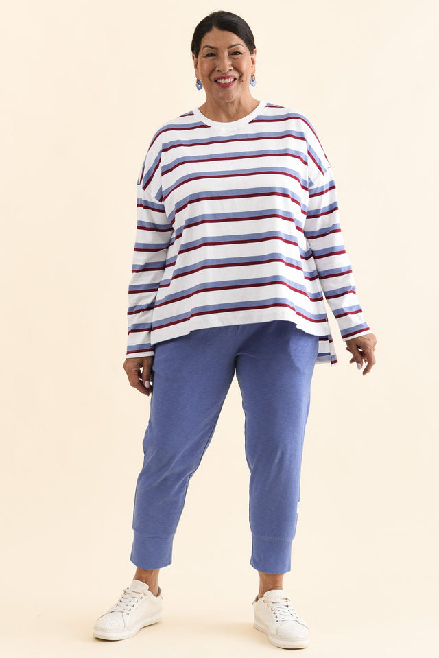 Fundamental Brunch Blue Cotton Sweatpants,Full Body,Brunette model,alt text|model:Pilita image 6