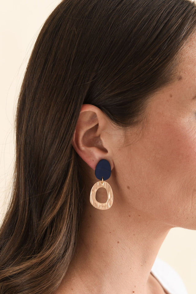 Silva Navy Circle Drop Earrings image 2