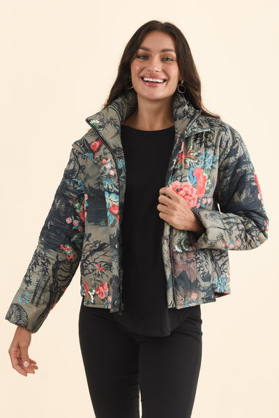 Simona Pink Flower Puffer Jacket