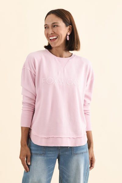 Simplified Blush Cotton Crewneck Sweatshirt
