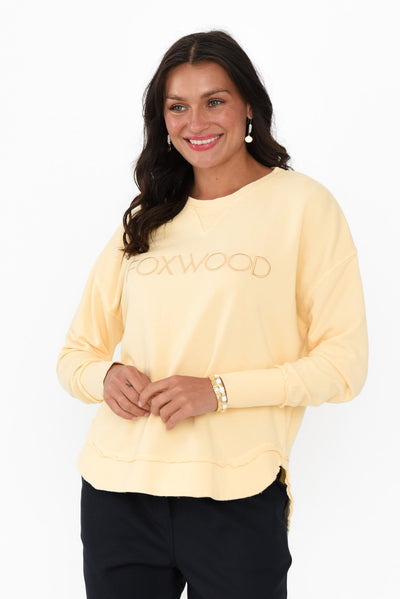 Simplified Yellow Cotton Crewneck Sweatshirt