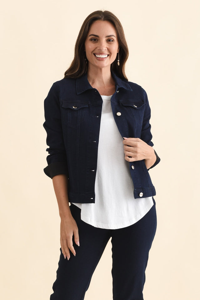 Siobhan Navy Stretch Jacket,Brunette model,alt text|model:MJ
