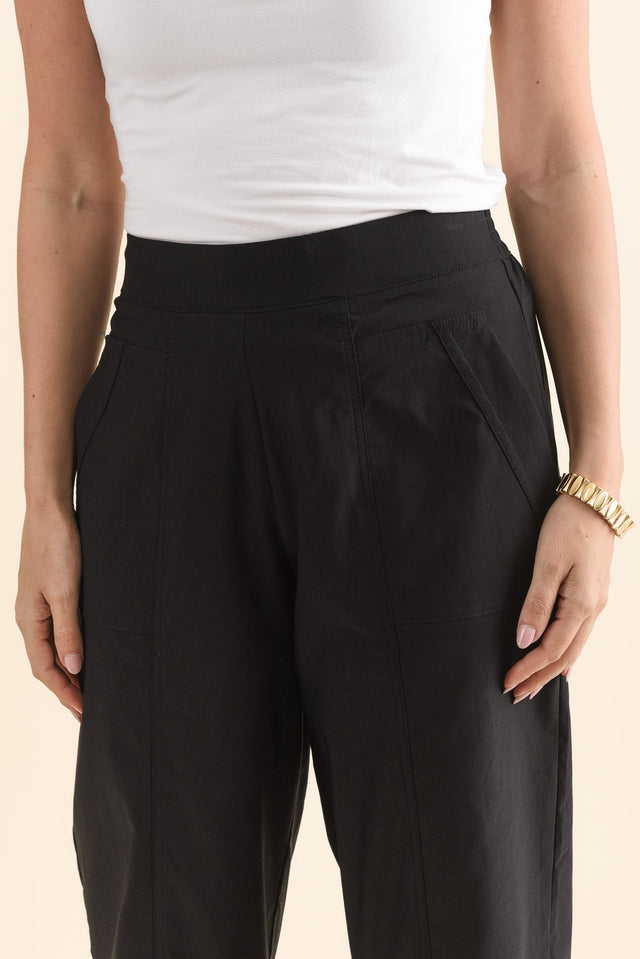 SmartFlex Black Barrel Pants,Detail,Brunette model,alt text|model:MJ image 5