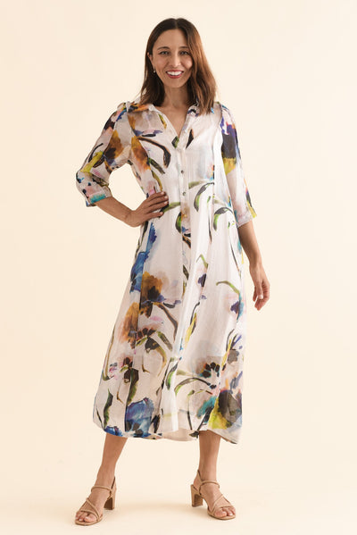 Soiree Blue Floral Shirt Dress