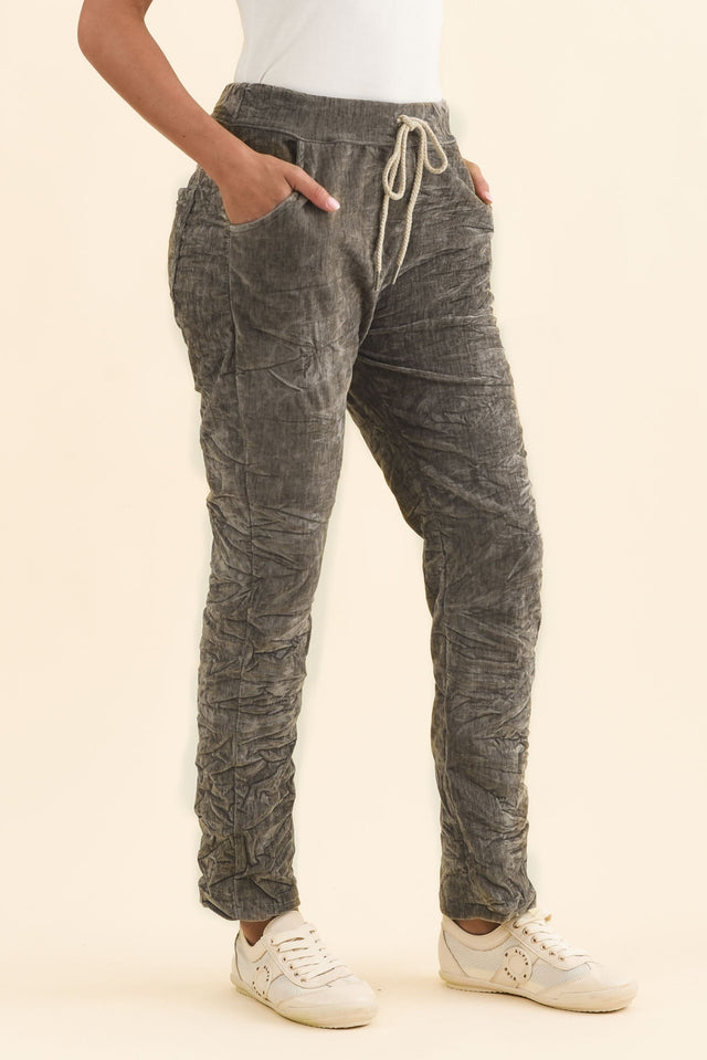 Soleil Taupe Drawstring Pants,Brunette model,alt text|model:Brontie image 4