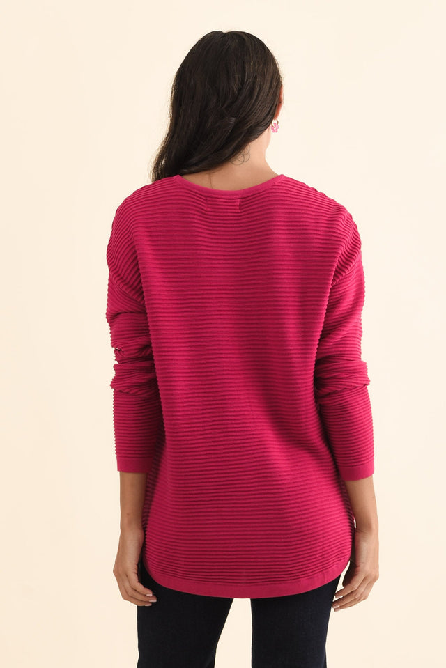 Somer Hot Pink Organic Cotton Knit Jumper,Brunette model,alt text|model:Brontie image 5