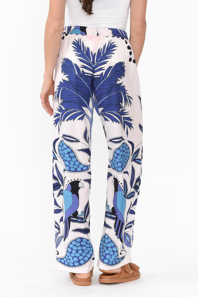Sona Blue Tropical Wide Leg Pants,Brunette model,alt text|model:Elouise image 6