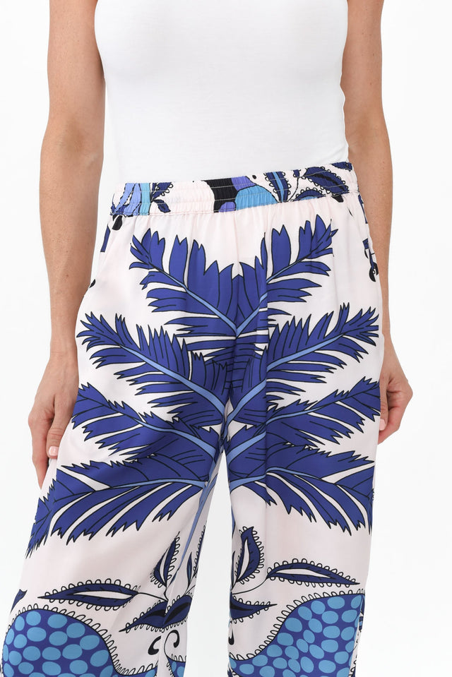 Sona Blue Tropical Wide Leg Pants,Brunette model,alt text|model:Elouise image 7