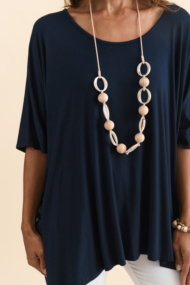 Sorronda Navy Bamboo Batwing Top,Brunette model,alt text|model:Cara image 6