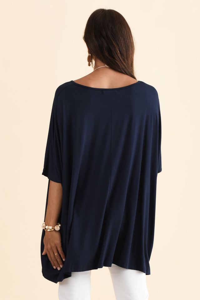 Sorronda Navy Bamboo Batwing Top,Brunette model,alt text|model:Cara image 5