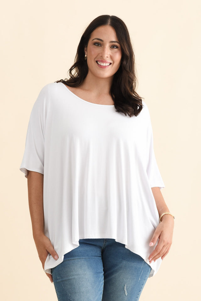 Sorronda White Bamboo Batwing Top