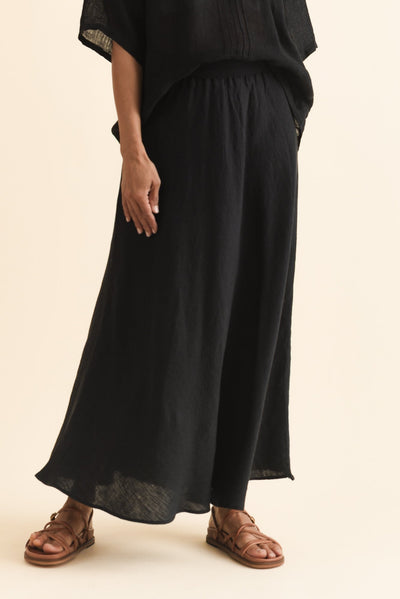 Sottana Black Linen Maxi Skirt