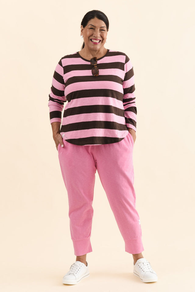 Fundamental Brunch Pink Cotton Sweatpants,Full Body,Brunette model,alt text|model:Pilita image 2